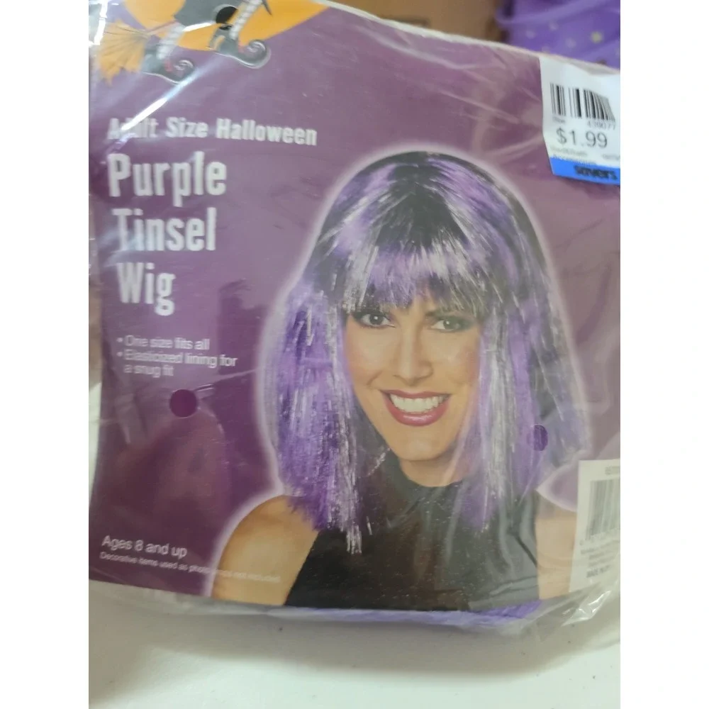 Vnt Purple Tinsel Wig Adult Size Halloween